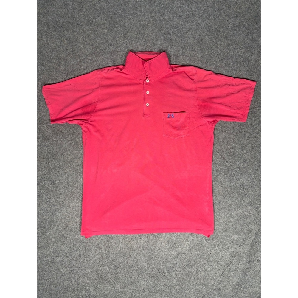 B.‎ Draddy Mens Pink Short Sleeve Cotton Pocket Polo Shirt Made in Peru Size M